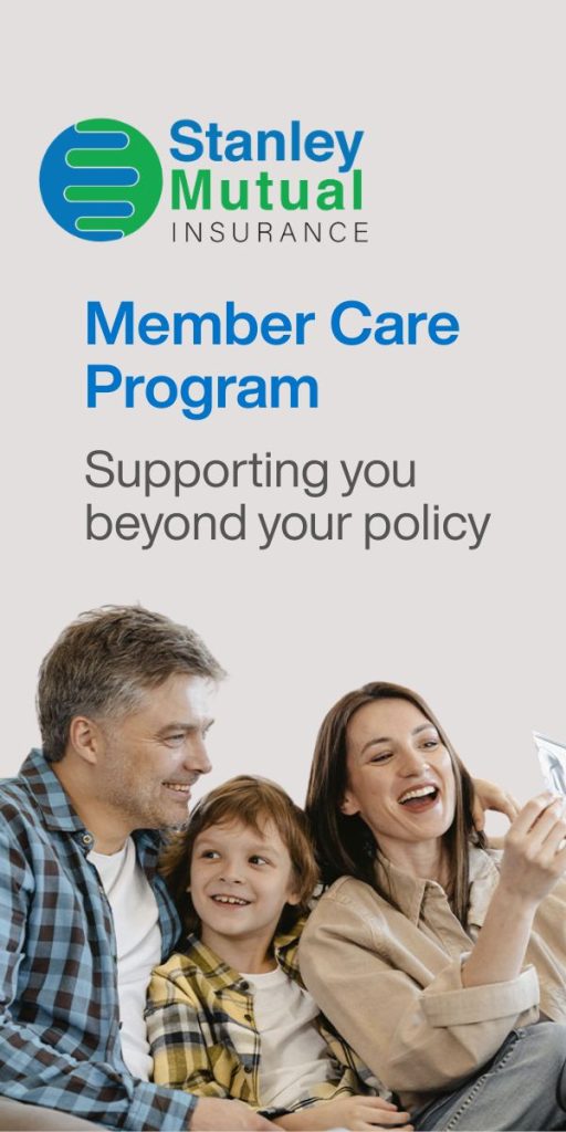 Stanley Mutual Insurance homeowner receiving trauma counseling and support from a professional as part of the Member Care Program after a house loss.